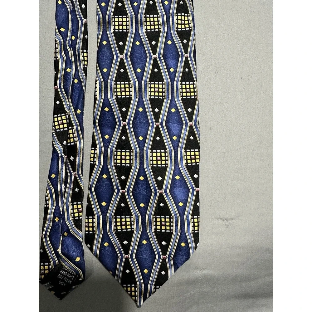 VTG Armonia Blue/Gold/Black Geometric Silk Necktie